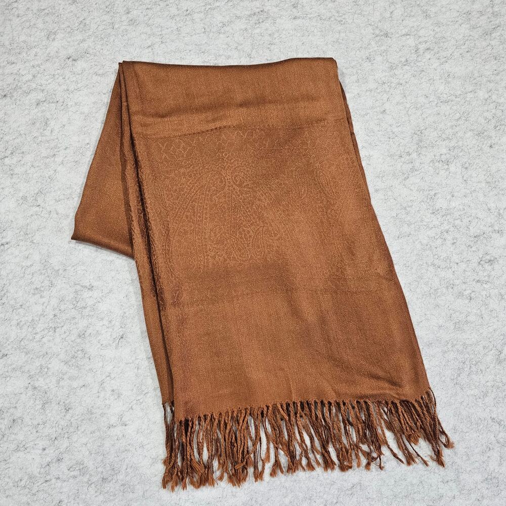 Pashmina Cashmere Seta Fringe Scarf Wrap Shawl One Size Cozy Warm Brown 67x26